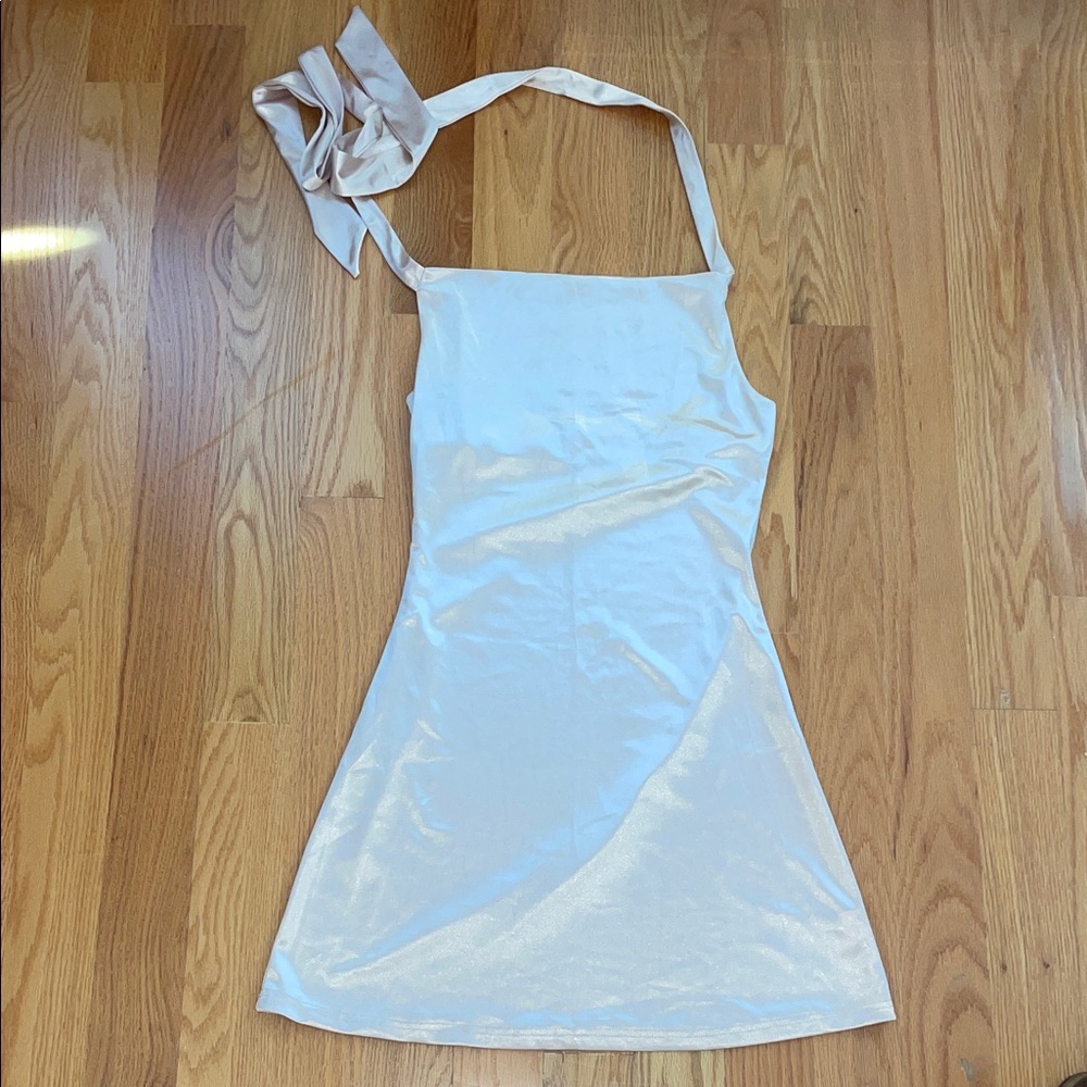 Satin cowl neck dress